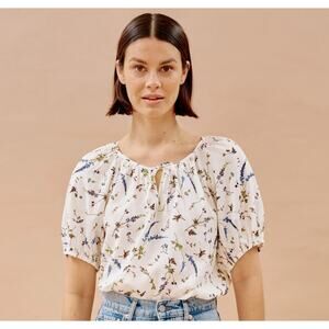 Albaray Sprig Pressed White Floral Linen Romantic  Size UK 10/ US 6